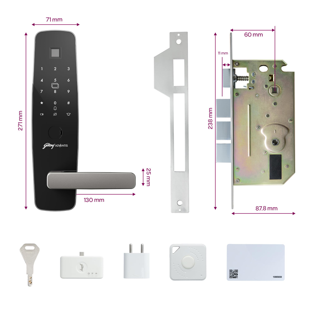 Godrej Smart Lock | Made in India Digital Lock for Main Door I Advanced & Highly Secure|9 in 1 Access|NFC,Smart Watch,BLE Remote,Wi-Fi,Fingerprint | Gun Metal Black I 3Yr Warranty 